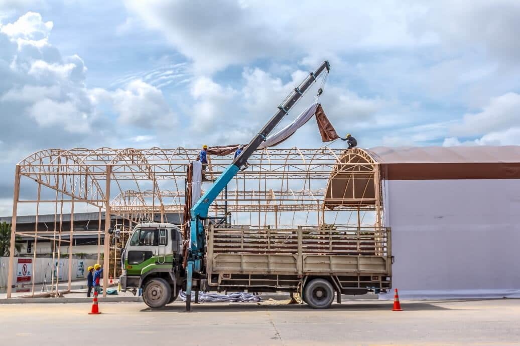 Tension fabric in construction